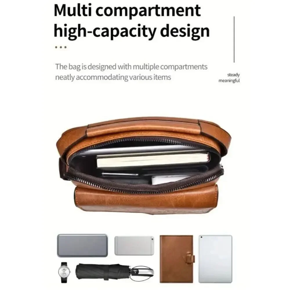 NWT CLASSIC Vintage Tan Camel Shoulder Spacious Multi-Pocket Office Travel Bag